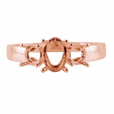 925 Sterling Silver 4.25mm Round Semi Mount Three-Stone Ring For Engagement Ring