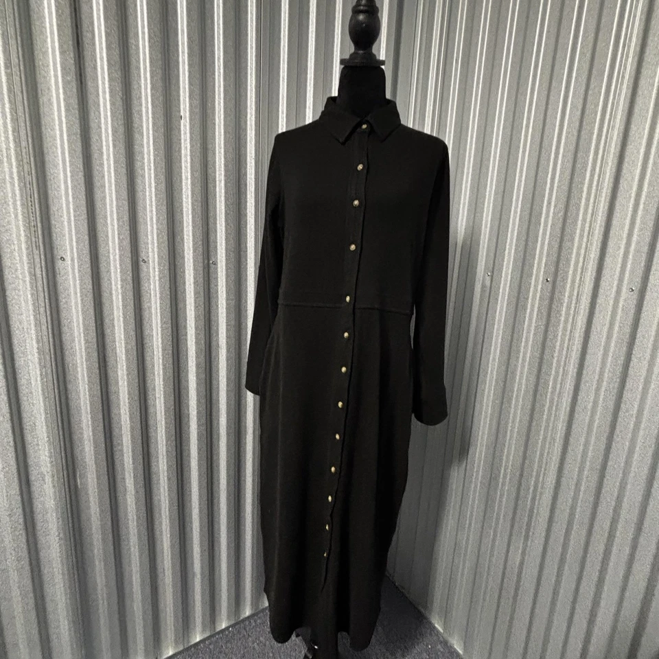 Vestido Faherty Feminino Grande Urze Preto Sarja Legenda Suéter Botão Frontal - Imagem 3 de 4