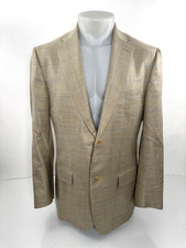 ISAIA - LINEN / SILK / WOOL Windowpane Plaid 40 R Blazer Jacket - EXCELLENT