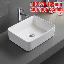 Modern Ceramic Sink Bathroom Cloakroom Wash Basin Rectangular Counter Top White