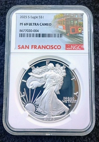 2025 S Proof Silver American Eagle $1~ULTRA CAMEO NGC PF69~FREE SHIPPING