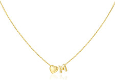 Christmas Gifts for Women Girls - 14K Gold Plated Heart Initial Necklaces for Wo