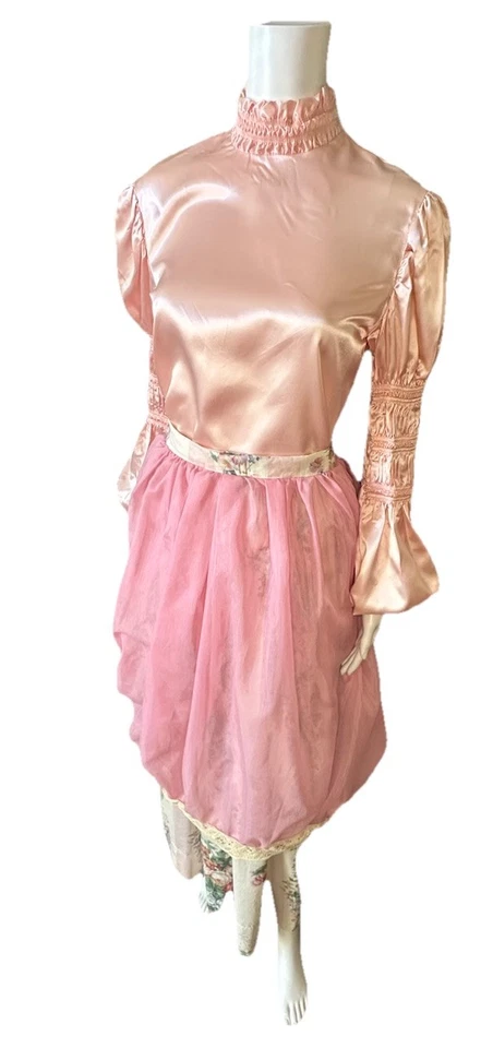 Conjunto Delantal Falda Estilo Campesino Hecho a Mano Recreación/Juego Disfraz Xs/S De Colección Foto 2 de 4