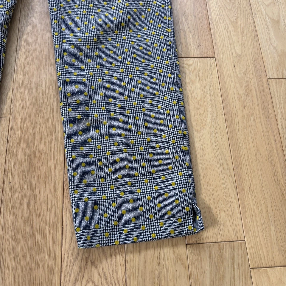 Boden Trousers Size 12 Black White Houndstooth Gold Spots Wool Blend L26 - Image 3 of 4