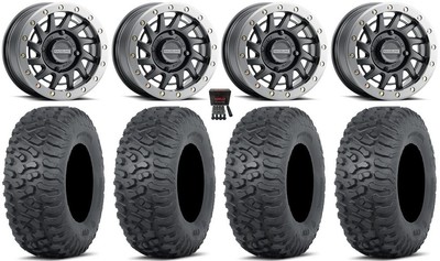 Raceline Squad Bdlk 15'' Wheels Bk +38mm 30'' Terra Hook Tires Kawasaki Mule Pro