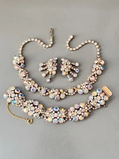 Vintage ALICE CAVINESS Parure Necklace Set, AB & Faux Pearl, STUNNING!