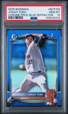 2025 JONAH TONG 1st Bowman True Blue Chrome Ref /150 PSA 10 💎 Pop 4 Mets