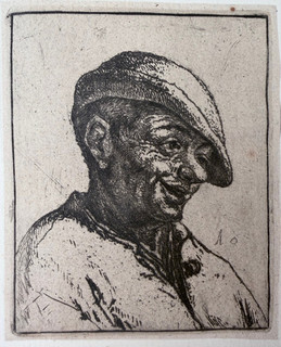 Adriaen van Ostade Man with Hat Cold Pin Etching around 1660