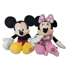 Disney Store Mickey Minnie Mouse Set Of 2 Large Plush Dolls 17" Pink Dot Dress