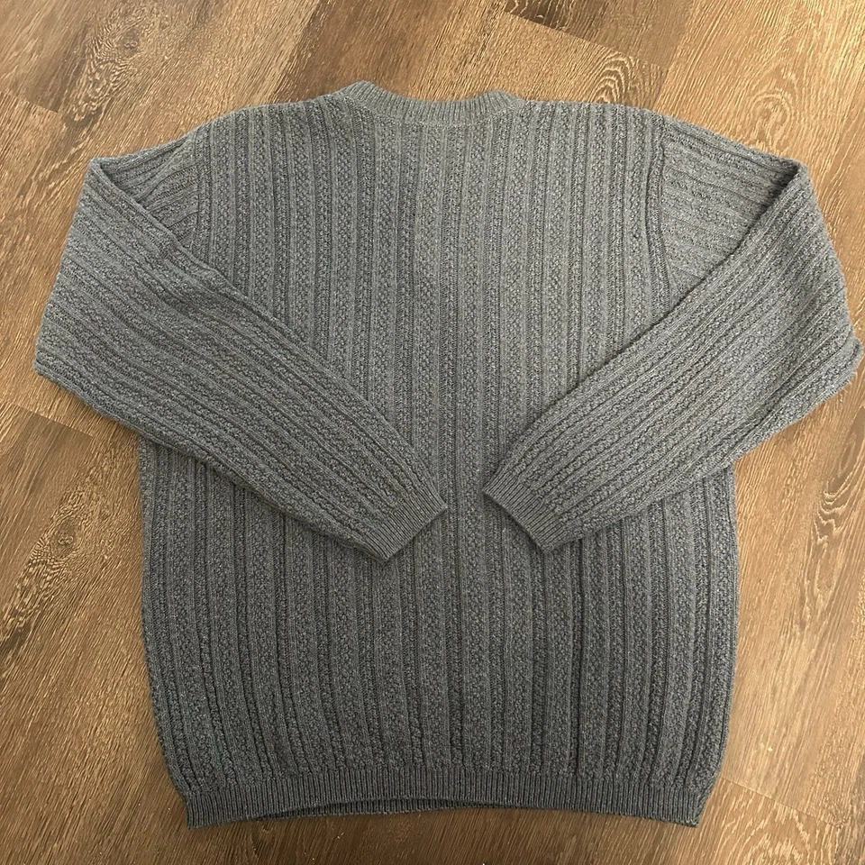 Suéter masculino vintage Bill Bass tamanho M gola redonda pai retrô feito nos EUA malha Henley - Imagem 2 de 4