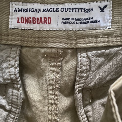 American Eagle Longboard Mens Shorts Size 30 Tan/Khaki Flat Front Outdoor Casual - Picture 4 of 7