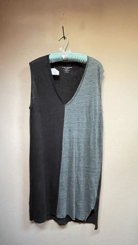Majestic Filatures Shirt Dress Bicolor Sleeveless V-Neck Linen Sz 3 New SRP$215