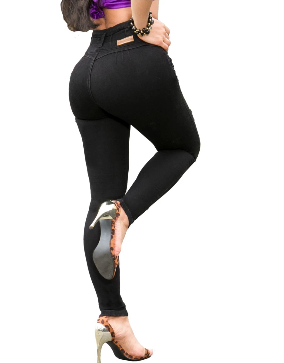 Aranza Pantalones Colombianos Levanta Cola Butt Lifting Colombian Jeans Black