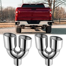 For Chevy Silverado GMC Sierra 1500 2.5" Dual Exhaust Tips Double Wall Stainless