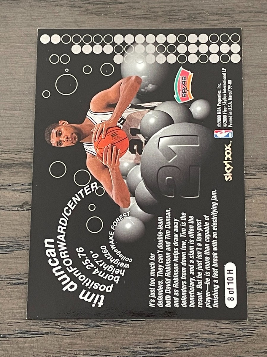 1999-00 SkyBox Metal Heavy Metal Tim Duncan #8H San Antonio Spurs