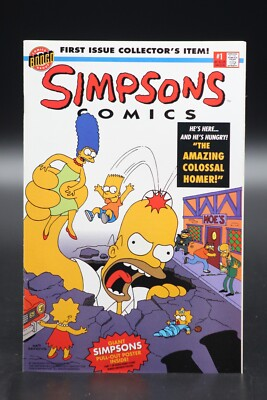 #ad Simpsons Comics 1993 #1 1st Print Homage FF #1 Homer Cover With Poster NM $30.00