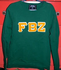 Rare Flatbush Zombies FBZ GREEK VARSITY LETTERS Green Crewneck Sweatshirt Sz M