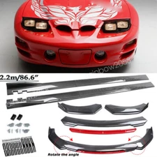 For Pontiac Firebird Front Bumper Lip Splitter Side Skirts Carbon Style Red