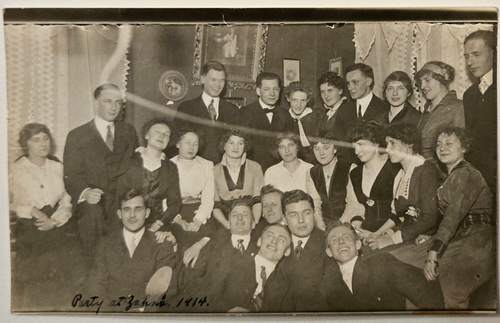 Antique RPPC Real Photo Postcard 1914 "Party at Zahn's" Grill/Department Storef