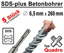5 Stück SDS-plus Betonbohrer 6,5 x 260 mm Quadro Bohrer Hammerbohrer Steinbohrer