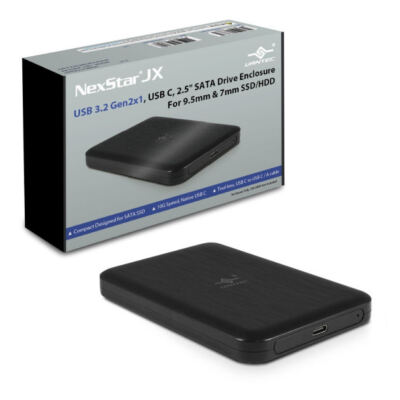 Vantec NexStar JX 9.5/7mm SSD/HDD USB-C Ext Enclosure, NST-258S3-BK