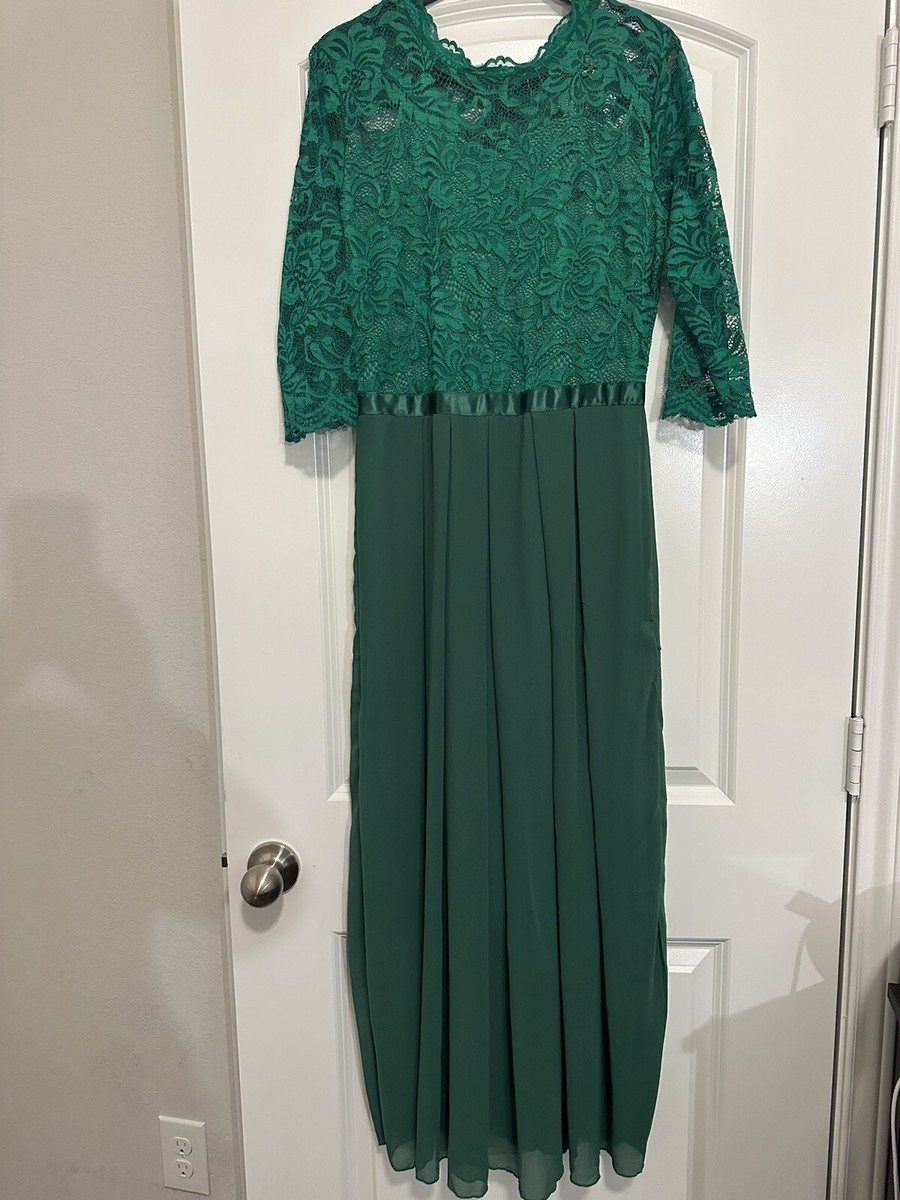 green dress with white lace overlay Illona Lace Overlay Criss-Cross Back Dress Beige/Olive