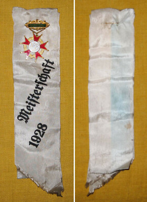 Regatta Abzeichen mit Schleife NRB Meisterschaft 1928 Norddeutscher Ruderer Bund