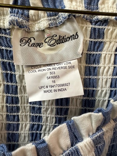 Neu mit Etikett Mädchen seltene Editionen Größe 16/2-teiliges kurzes Set/blau & beige gestreift - Bild 3 von 7