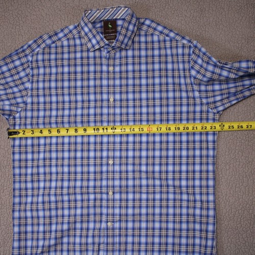 TAILORBYRD Hemd Herren Large Blau Tartan Knopf Langarm Oxford - Bild 10 von 18