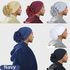 Flower Hijab Hats Women Turban Head Cover Caps Bonnet Cancer Chemo Islamic Arab