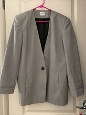 Liz Baker Essentials Women's Checkered Black&white Blazer Shoulder Padded Sz 10
