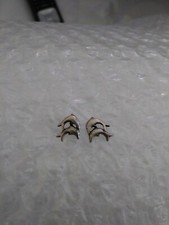 Vtg Sterling Silver 925 Double Dolphin Stud Earrings Dainty Beautiful Rare EA002