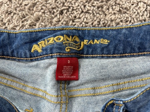 Arizona Jeans Damen Größe 3 Blau Denim Junior Shorts Low Rise Bündchen Saum - Bild 4 von 9