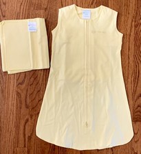 Baby Sleeps Safe 2 Piece 100 Cotton Sleep Sack Pouch  Panel Sz 0-9m Yellow NEW