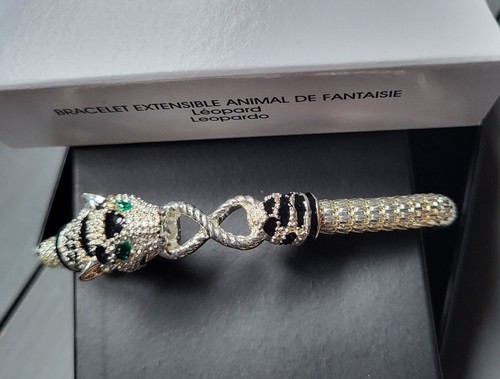 New In Box Avon Fancy Animal Stretch Bracelet Silver Tone Leopard Rhinestones - Picture 4 of 7