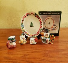Miniature Tea Set Christmas Vintage Pacific Rim Snowman
