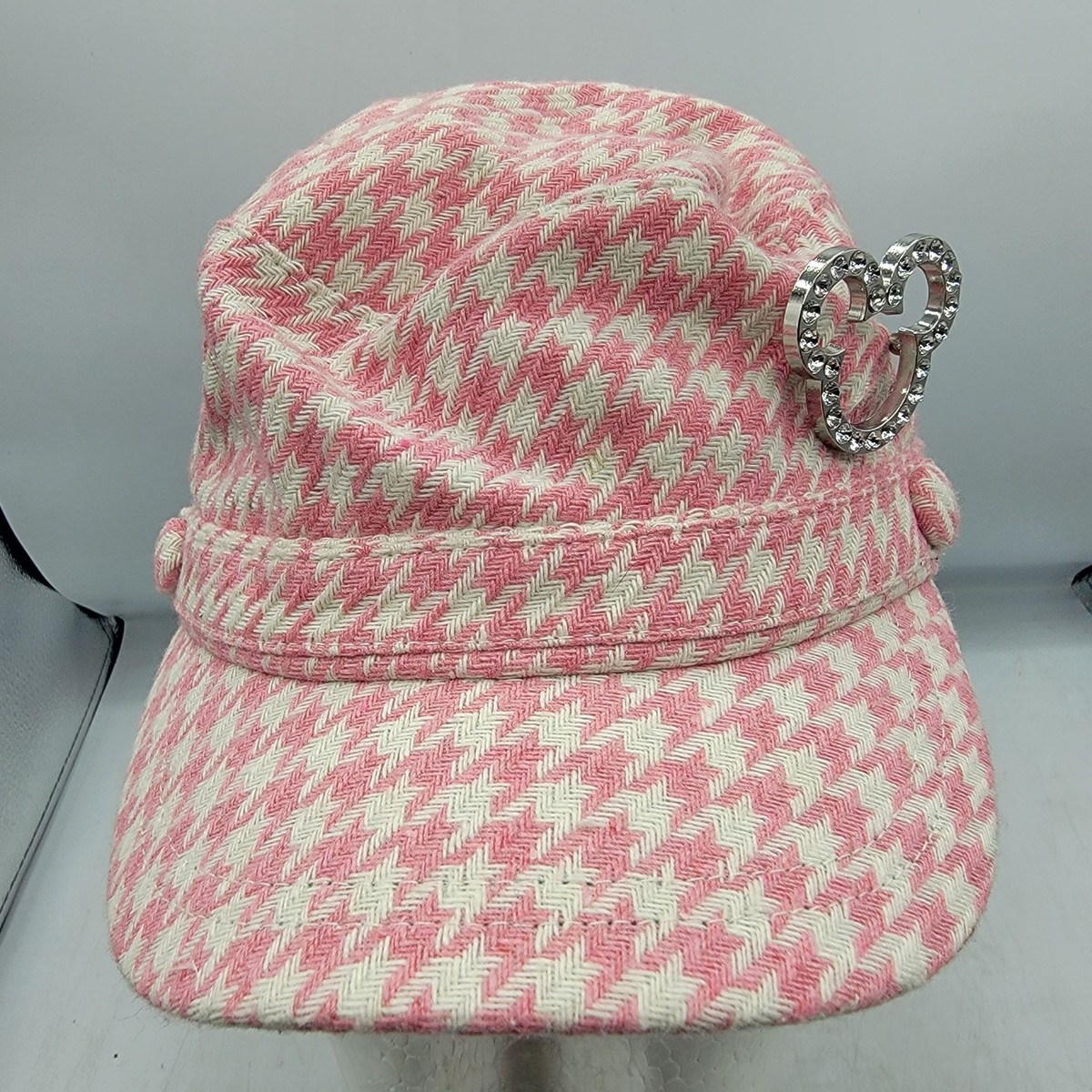 Disney Hat Cap Pink White With Rhinestone Mickey Head Brooch Adults Fitted Amazon.com: Disney Adult Hat Mickey Mouse Shimmer Pink  main image 3