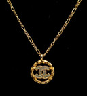 Logo Vintage Chain Necklace Chanel Gold Plated Cc