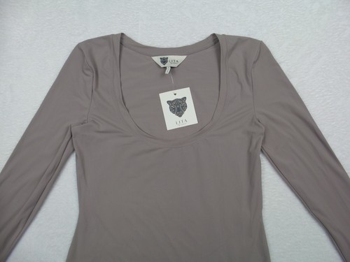 Lita By Ciara Womens Bodysuit Size Medium Gray Kiss Long Sleeve Scoop Neck NWT - Picture 3 of 14