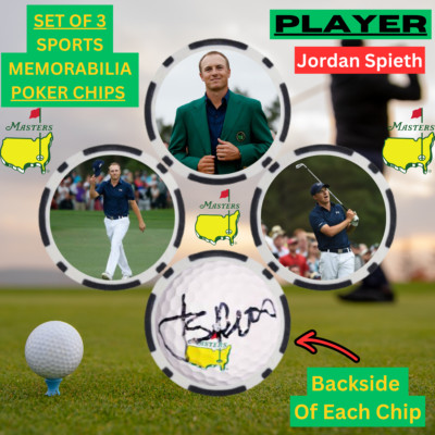 2015 Masters Winner Jordan Spieth 3 Poker Chip Set With Signature