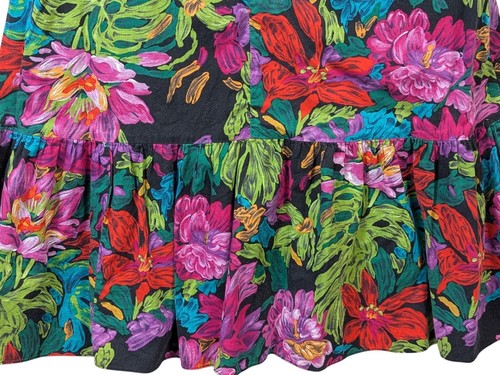 Vintage HILO HATTIE sz S Tropical Ruffle Hawaiian Dress Sleeveless Cotton Floral - Picture 9 of 12