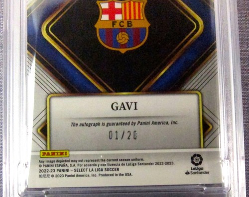 2022 Panini Select La Liga Gavi Prizm Signatures Tie Dye Auto 1/20 PSA 10 - Picture 3 of 3