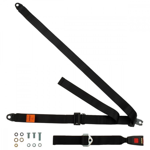 Rear Static Seat Belt For Vauxhall Vectra Saloon 1995 Shape Black - Picture 1 of 6