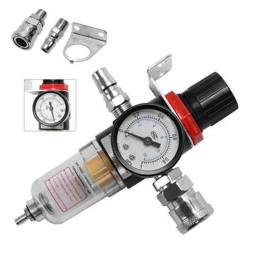 1/4'' Air Compressor Filter Water Separator Trap Tools Kit With Regulator AU - Picture 5 of 12
