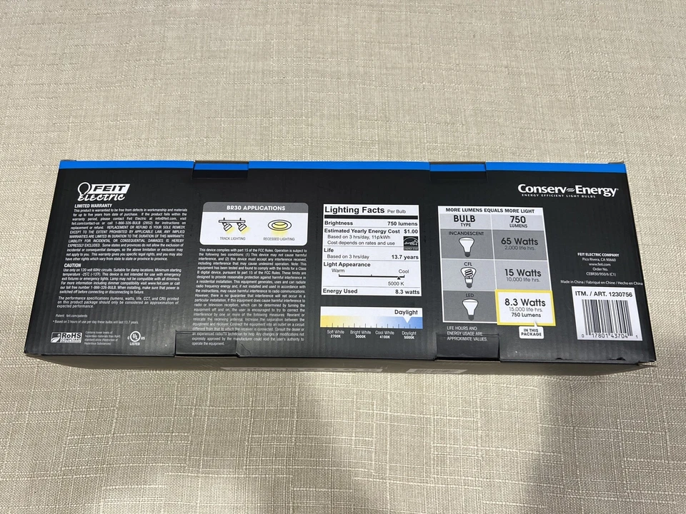 (2) 6 Pack Feit Electric Enhance Dimmable 65 Watt Flood Daylight BR30 LED Bulbs - Image 2 of 4