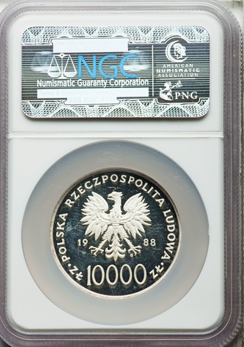 POLAND 1988 10,000 ZLOTYCH "POPE JOHN PAUL II" NGC CERTIFIED "PROOF-64 CAMEO" - Picture 2 of 4