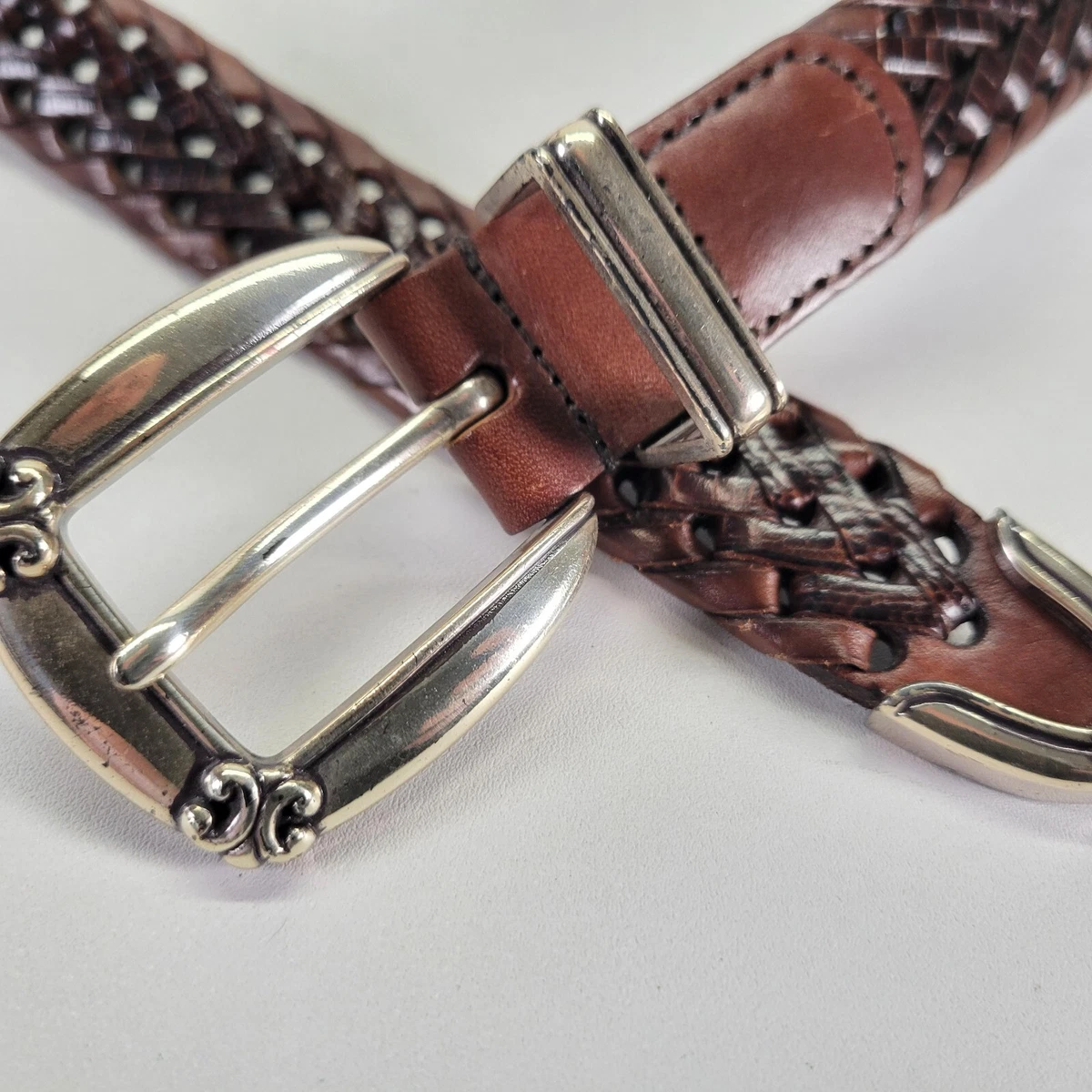 Fossil Genuine Leather Braided Belt With Silver Hardware Brown Style BT4485COG Vintage Fossil Belt - Etsy main image 4