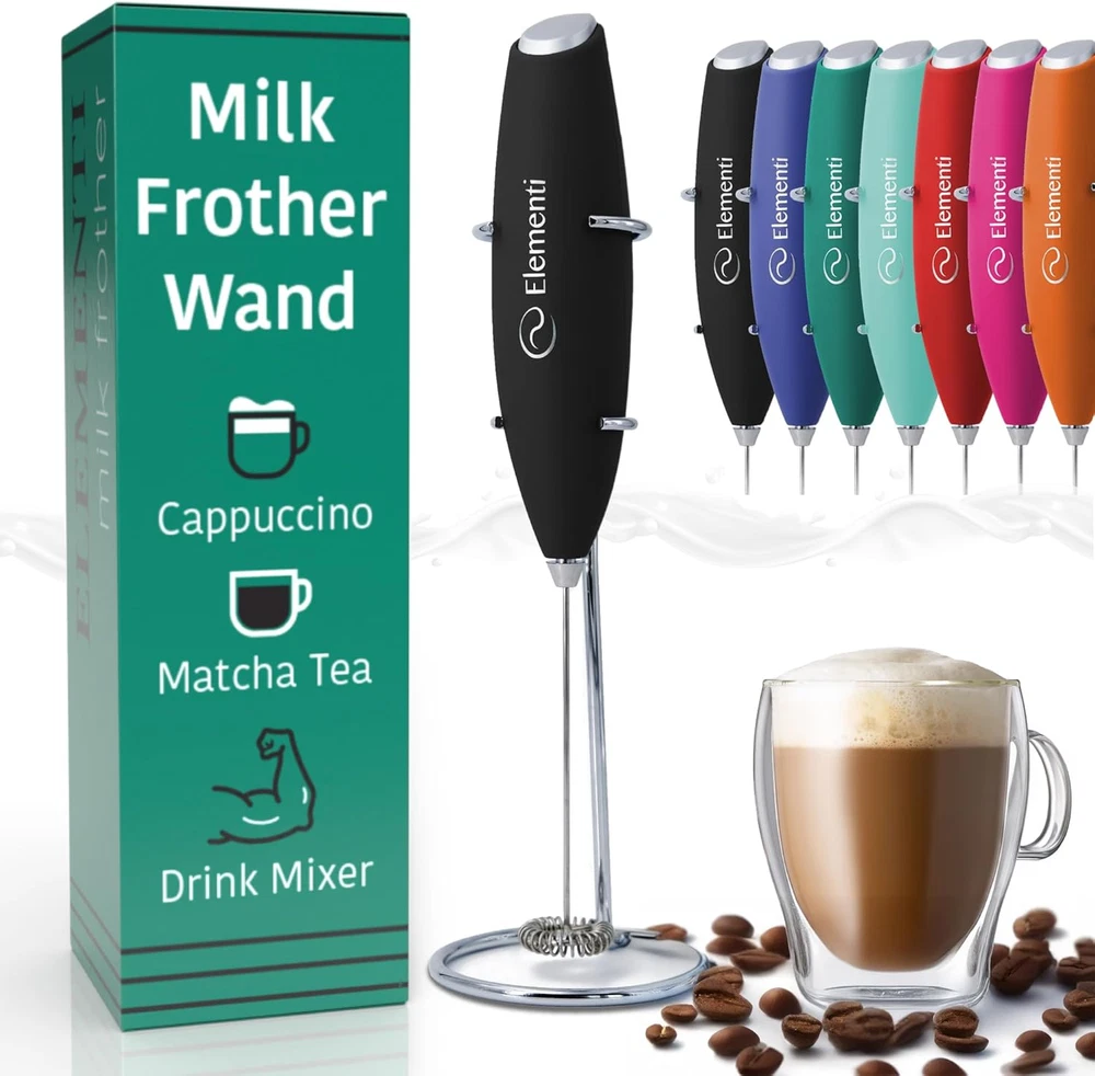 Milk Frother Wand & Matcha Mixer, Mini Electric Whisk for Coffee - Frother for C