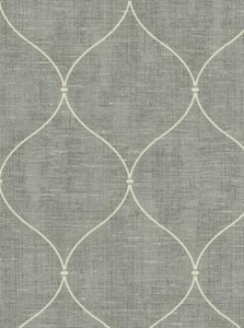 Wallpaper-Smooth-Designer-Ogee-Trellis-on-Gray-Faux-Weave