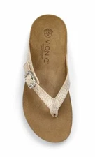 Vionic w/ Orthaheel Leather Thong Sandals - Isabeal - Taupe